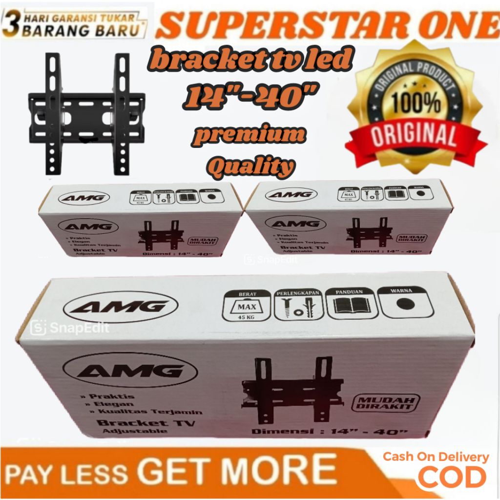 bracket tv 14"-40"/braket tv 14 inch - 40 inch/penopang tv led 14"-40"