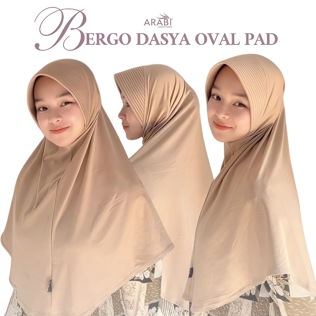 Hijab Dasya-Hijab Bergo Oval Pad Sedang Hijab Instan Dasya Bahan Jersey Premium Menutup Dada Syar'i