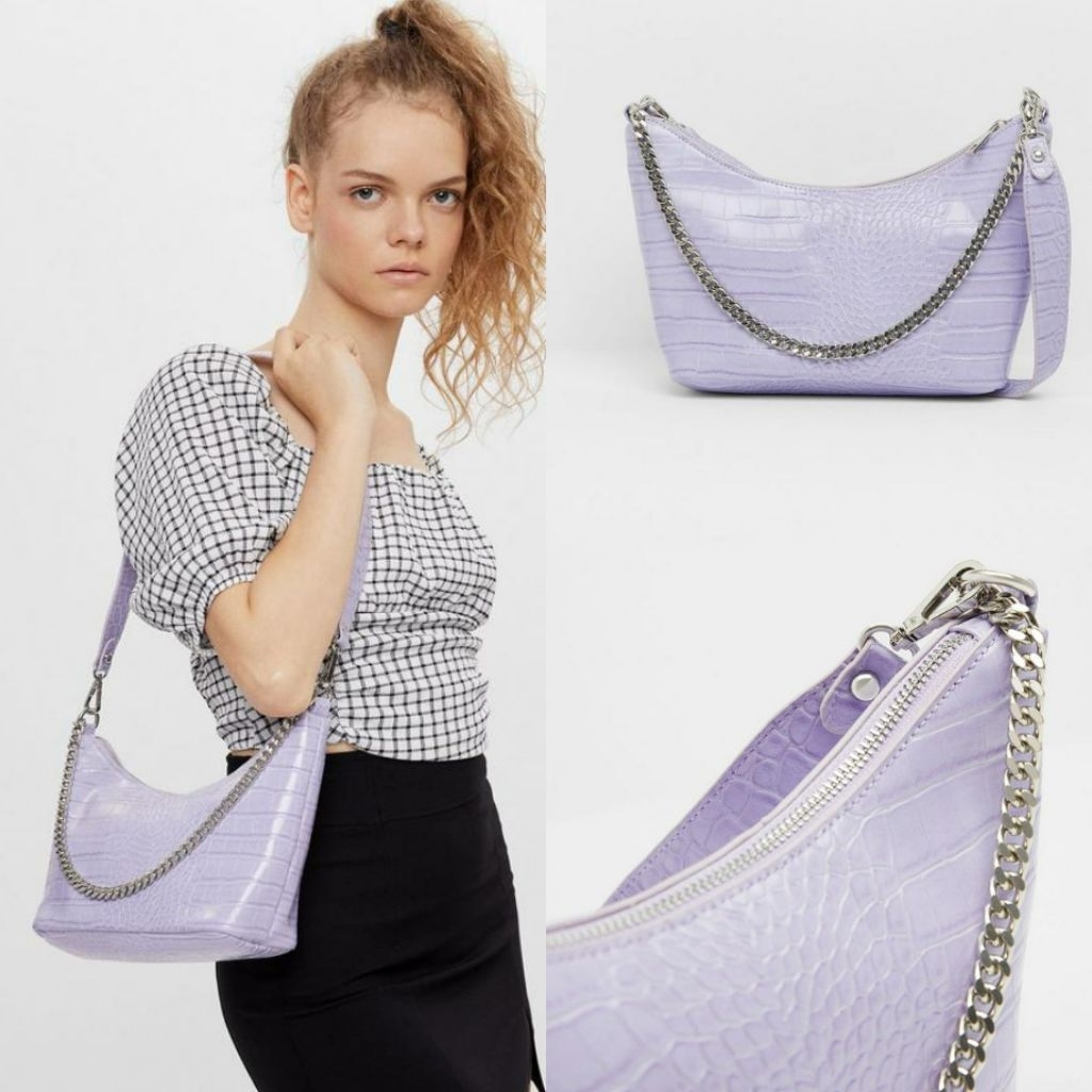 BERSHKA TAS SELEMPANG WANITA SLING BAG UNGGU BARU ASLI ORIGINAL