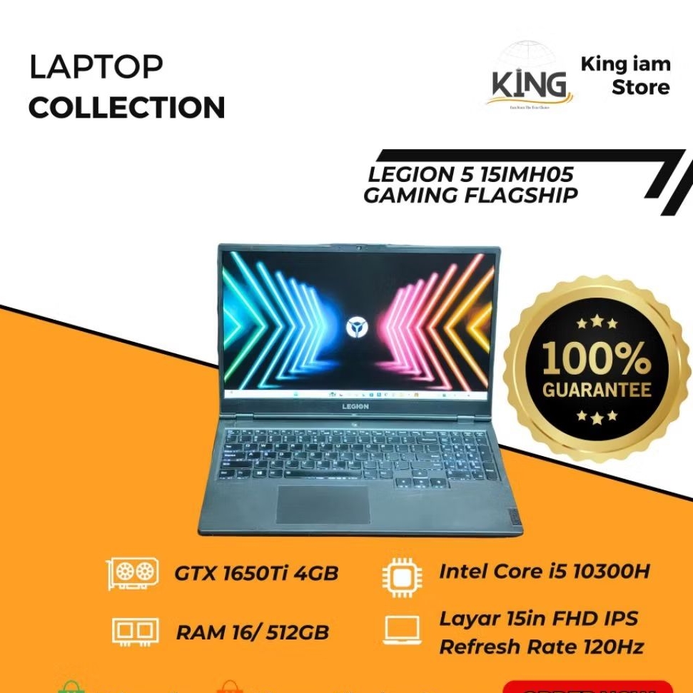 Laptop Gaming LENOVO LEGION 5 | Intel i5-10300H GTX 1650 Ti | RAM 16GB SSD 512GB | 15.6” FHD 120Hz