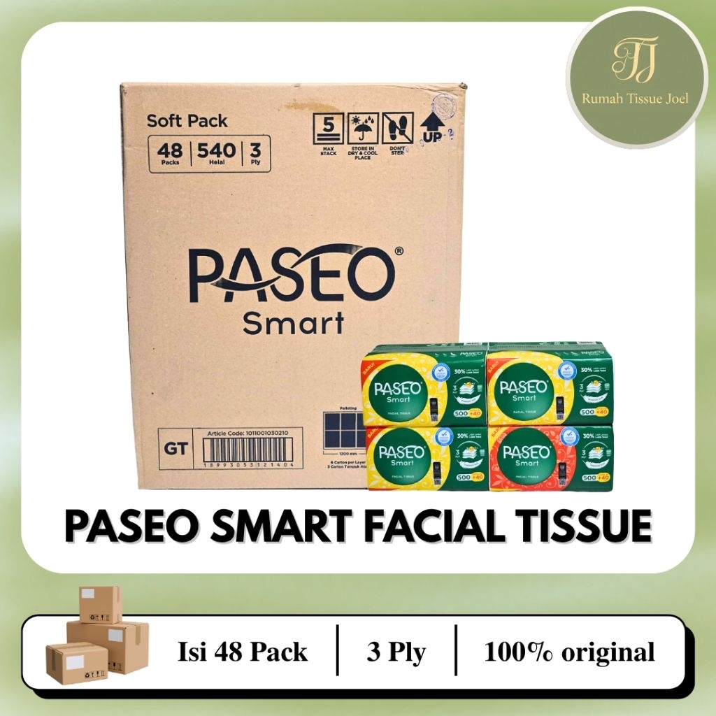 Tisu Tissue Paseo Softpack 1 dus isi 48 pack - 3 Ply | 250 Sheets | 100% Virgin Pulp | Tisu Wajah