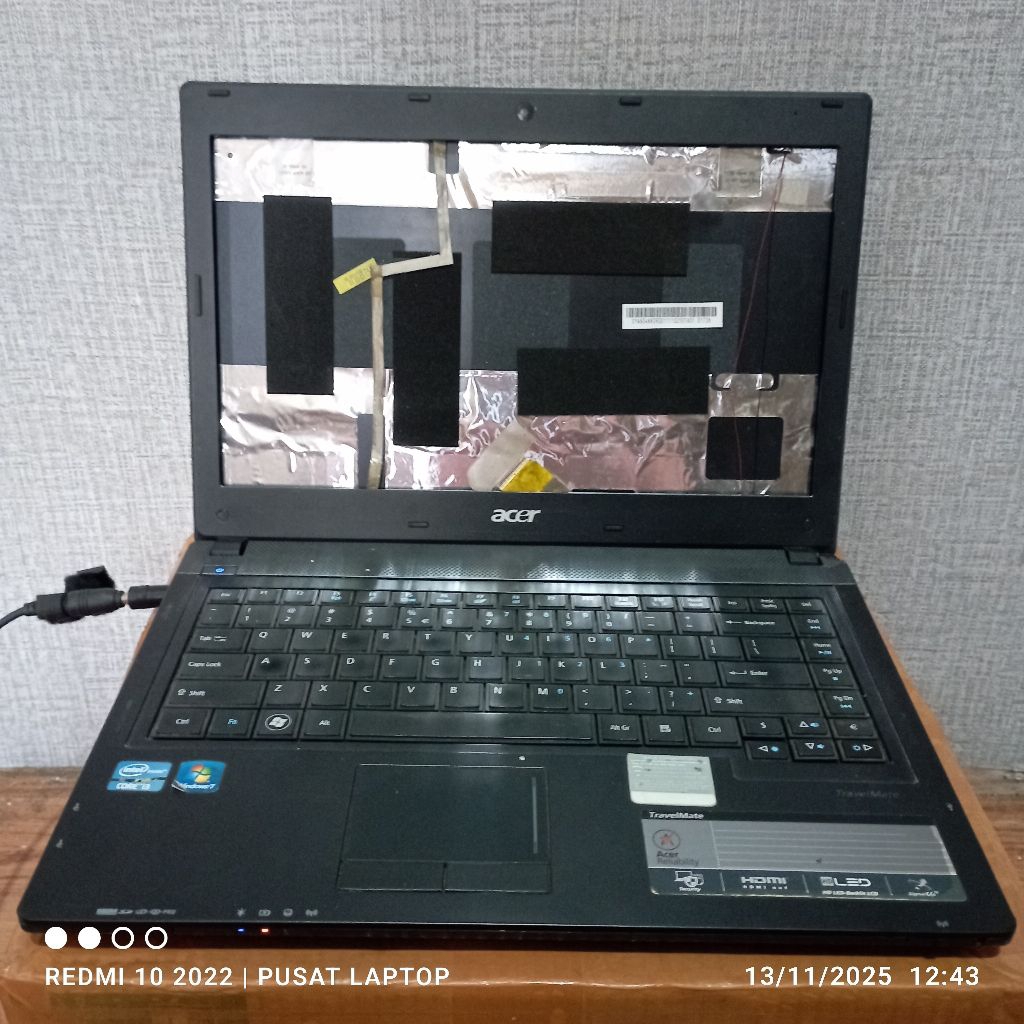 Laptop Acer Travelmate 4750 series windows 7 Intel coreTM i3 Ram4gb DDR3 HDD250 mesin Normal tested 