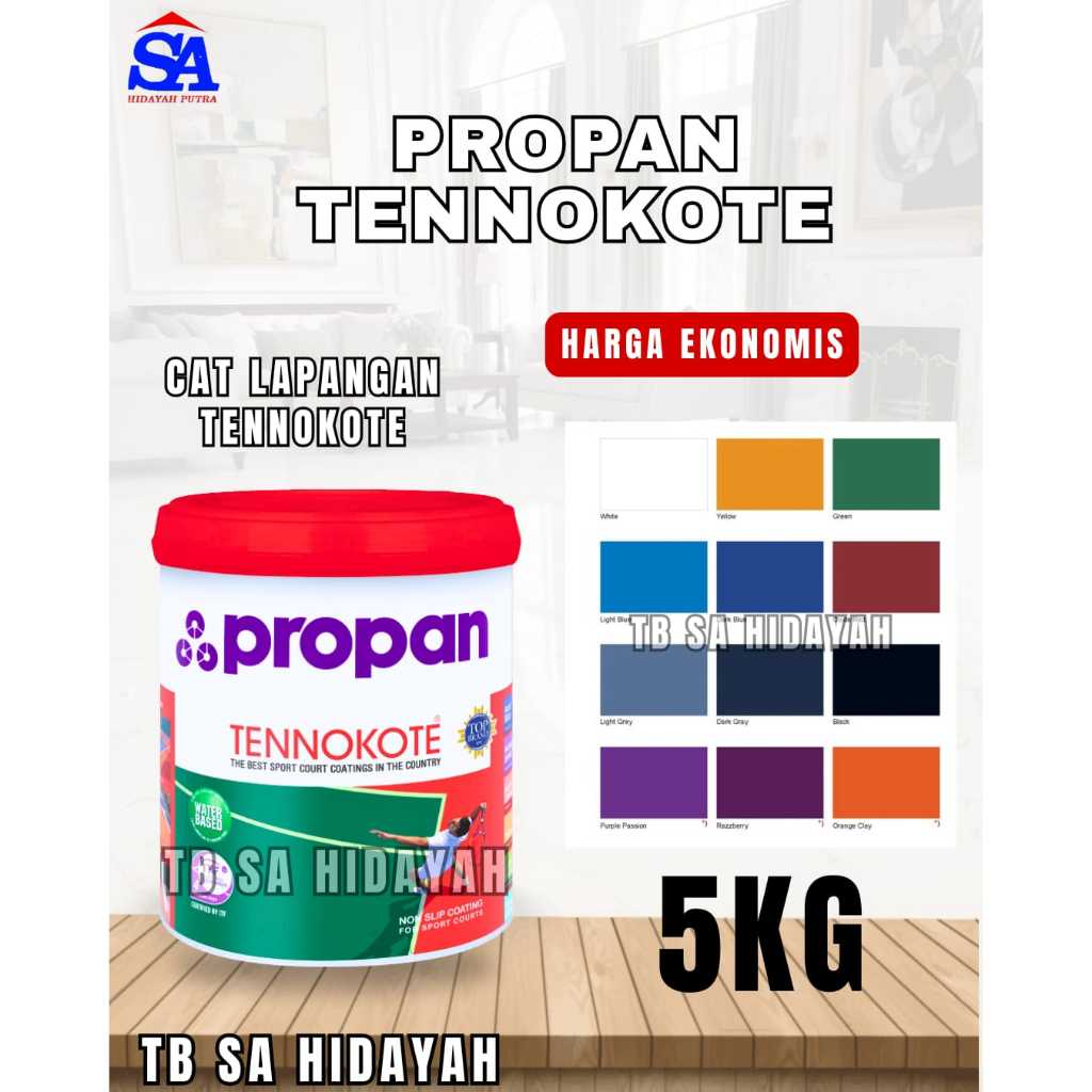 PROPAN TENNOKOTE 5 KG CAT LAPANGAN OLAHRAGA / CAT CARPORT / GARASI / TAMAN / 5KG / cat lantai