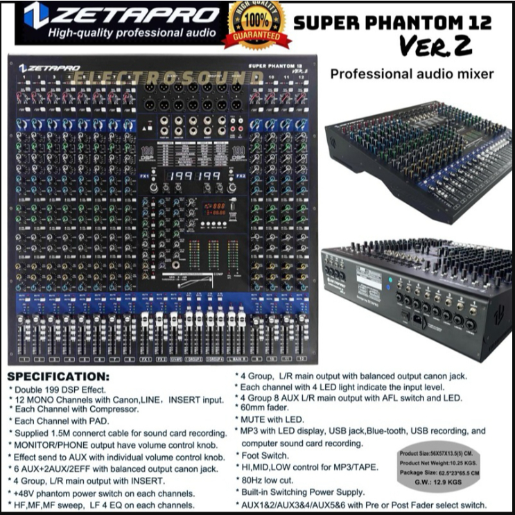 Mixer Zetapro Super Phantom 12 / Zetapro Super Phantom 12 Original 12 Channel