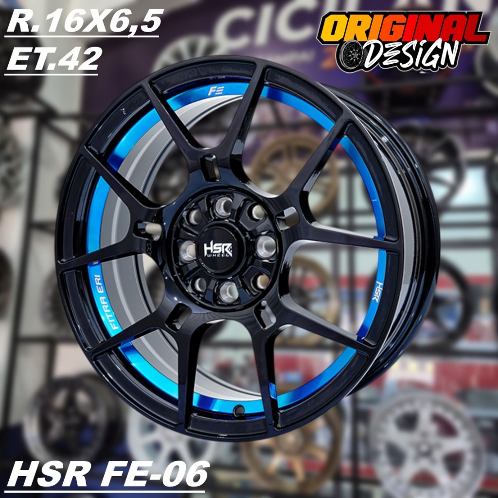 Pelek Racing Hsr Ring 16 Warna Hitam Biru Velg HSR FE06 R16 Lubang 4