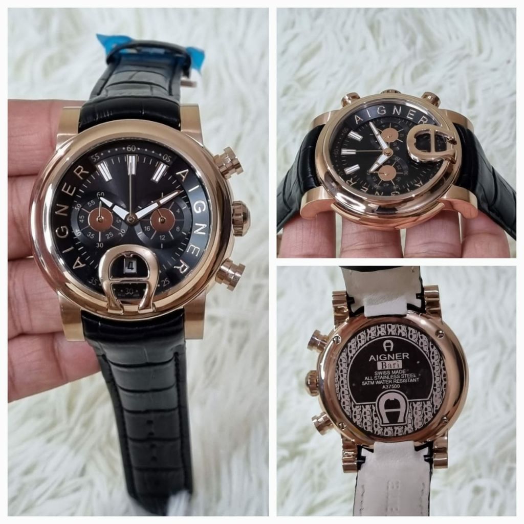JAM TANGAN PRIA AIGNER BARI CRONOGRAP TALI KULIT - JAM TANGAN AIGNER BARI
