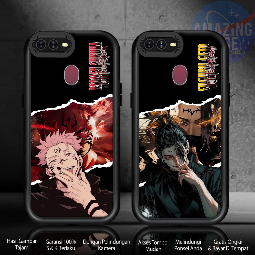 Softcase Glass kaca For OPPO F9 F9 PRO REALME 2 PRO AX7 JUJUTSUKAISEN1 Casing Handphone Case Hp Proc