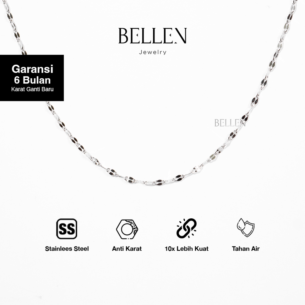 Bellen Kalung Titanium Pria / Kalung Silver Pria 45 CM - Evia
