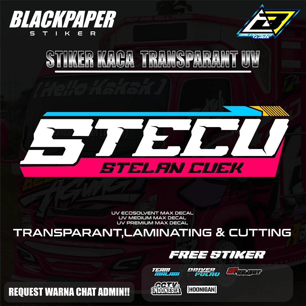 sticker kaca truk STECU sticker Transparan UV kaca truk mobil pick up Stiker transparan UV bukan sti
