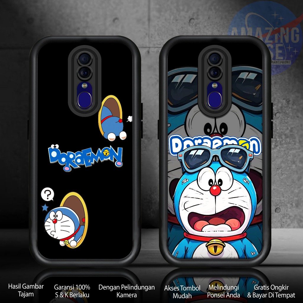 Softcase Glass kaca For OPPO F11 DORAEMON1 Casing Handphone Case Hp Procamera