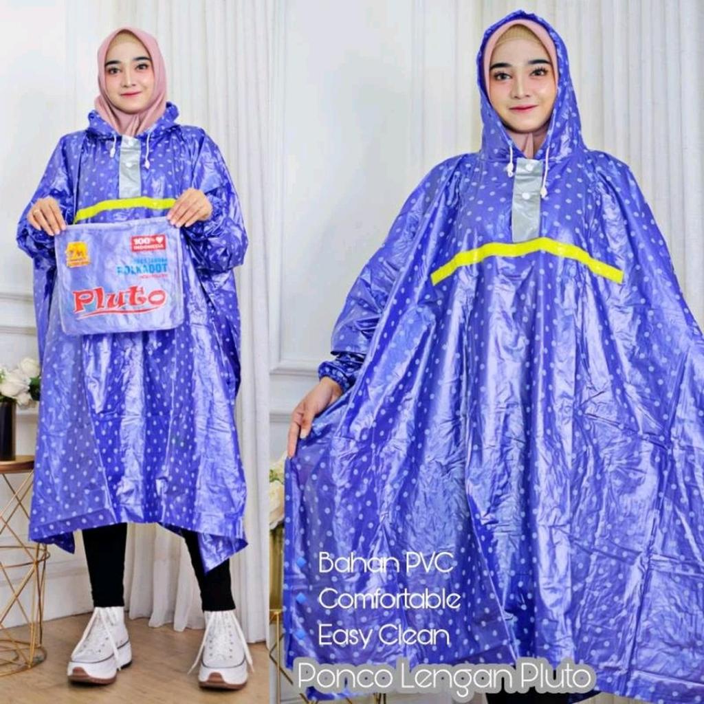 Jas Hujan Pluto Poncho Lengan Polkadot