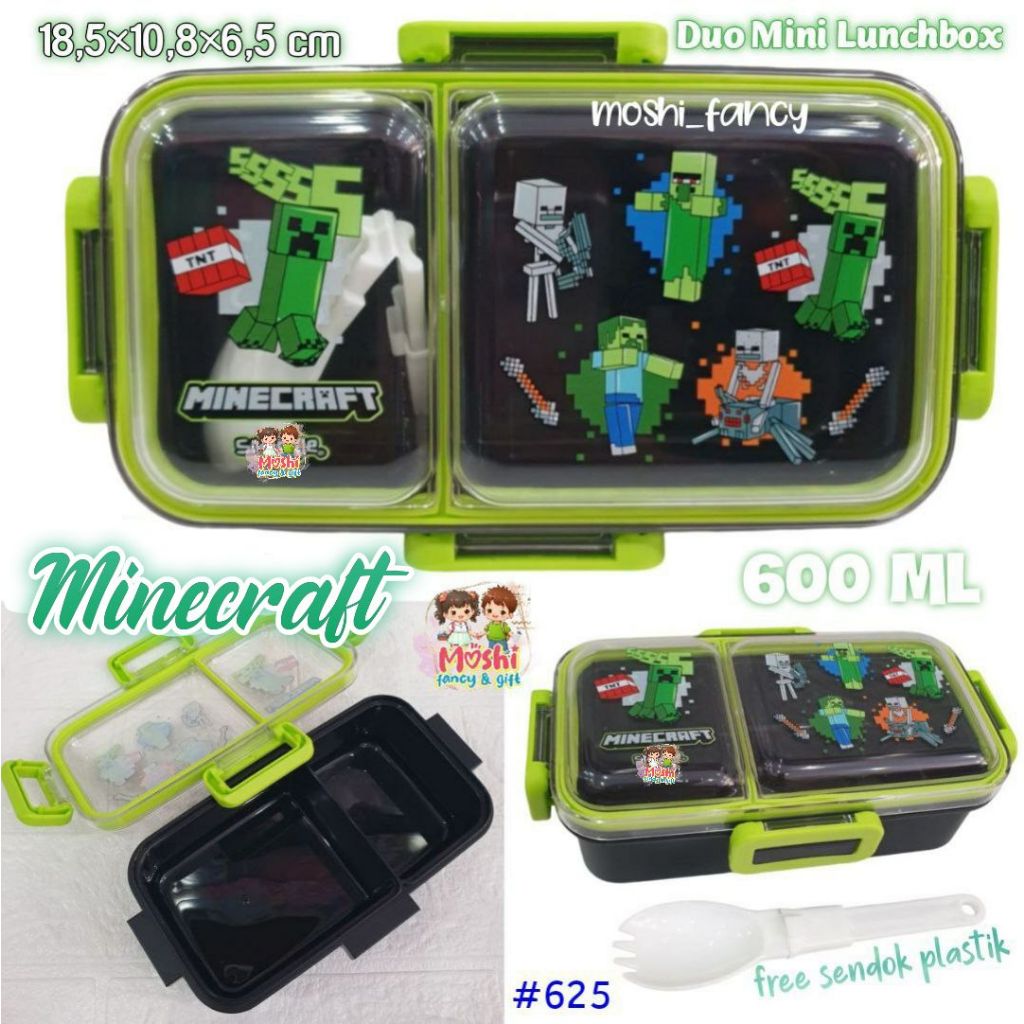 Tempat Makan Sekat Minecraft/ Lunch Box Mini Sekat Minecraft / Tempat Bekal Anak Laki-Laki / Box Mak
