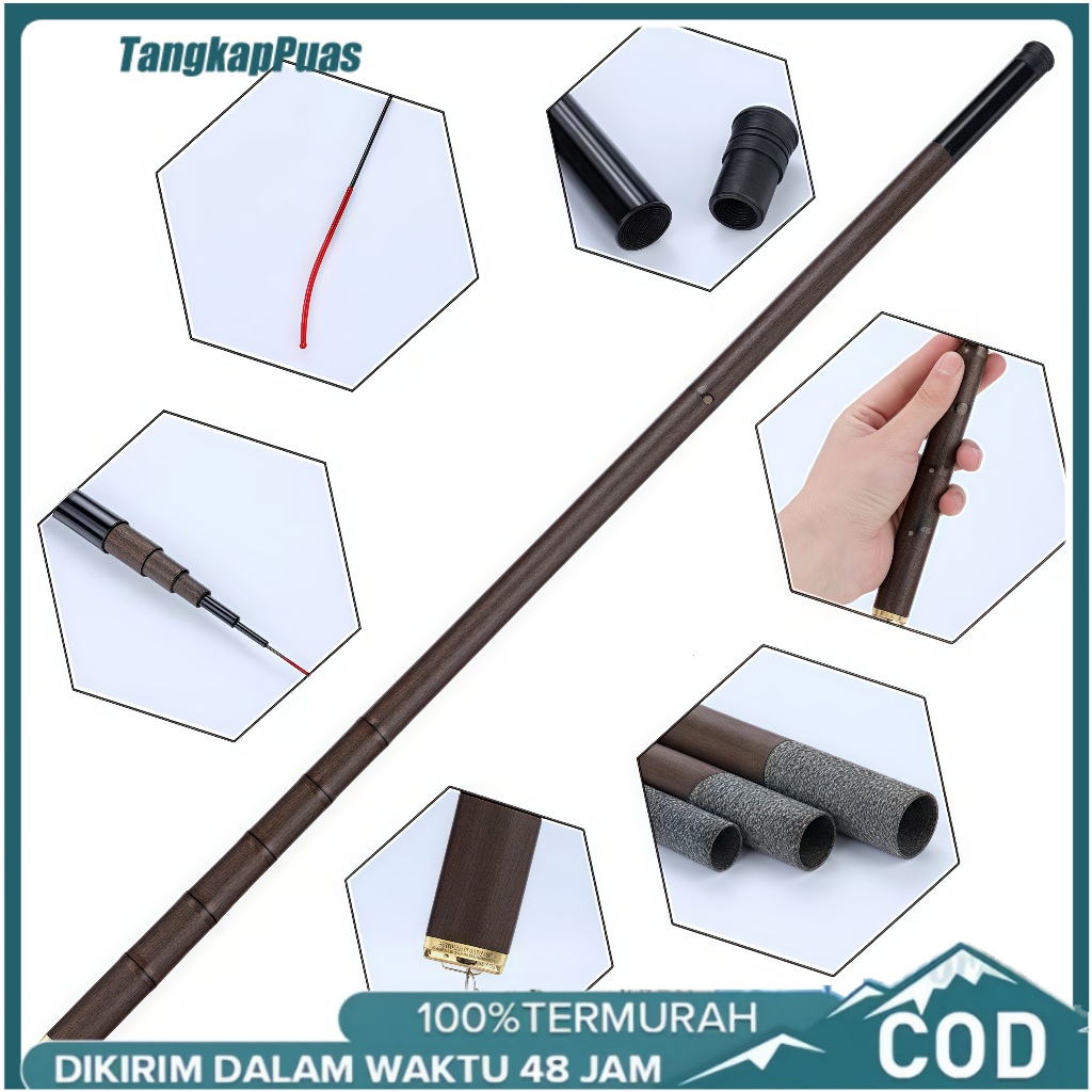 Fish Home Joran Pancing Tegak Karbon Super Kuat 4.5M/5.4M Ringan Kaku 15KG Pegangan Ergonomis Desain