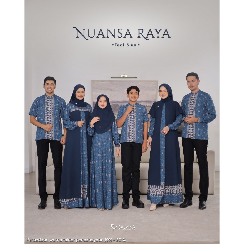 SARIMBIT NUANSA RAYA (TEAL BLUE)  BY SALVINA HIJAB |SARIMBIT SALVINA |SARIMBIT 2026| COUPLE SET