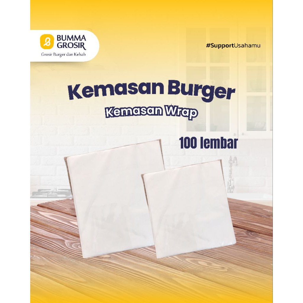 Bumma Kemasan burger wrap polos - box burger - dus burger - bungkus burger - Kemasan burger wrap pol