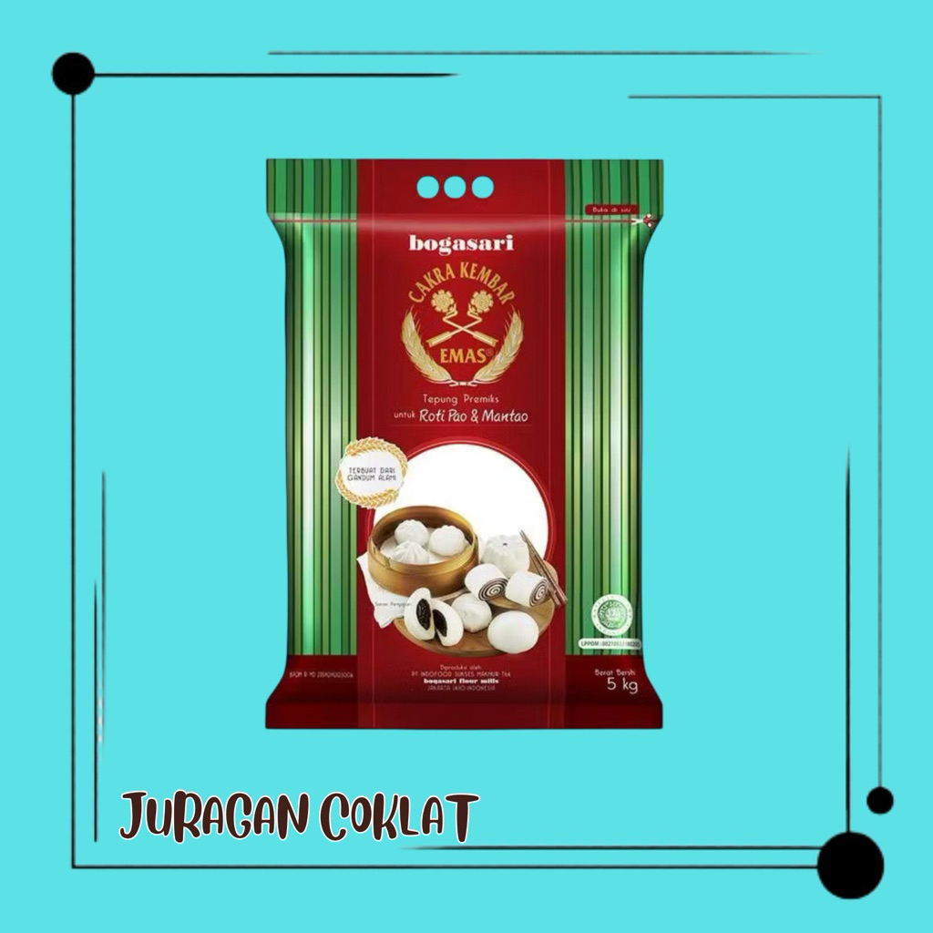 Bogasari Tepung Premix Cakra Kembar Emas (Roti Pao & Roti Mantao) 5kg | Bogasari Tepung
