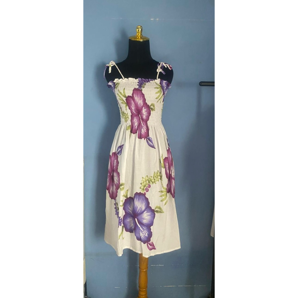 Dress pantai rayon smok wanita
