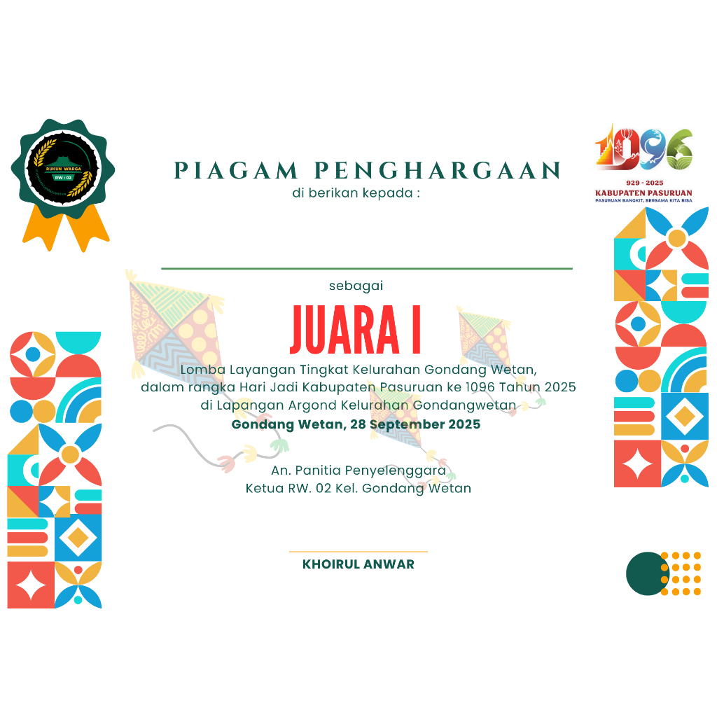 PIAGAM / SERTIFIKAT PENGHARGAAN MURAH UNTUK LOMBA MAUPUN PELATIHAN