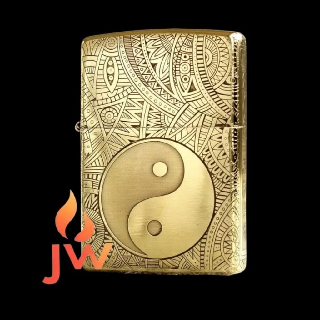 Korek Api Zippo Motif Yin Yang Gold Gragir- Premium