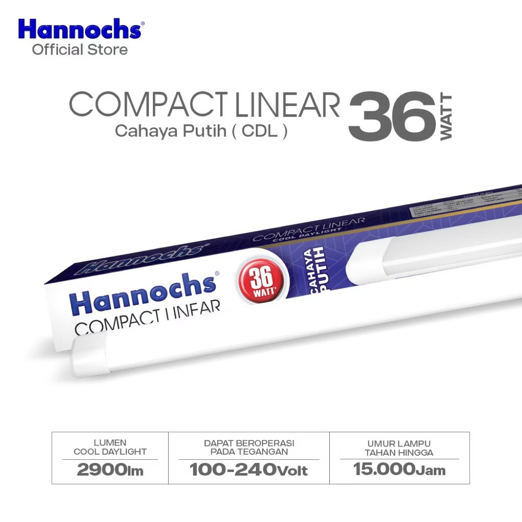 Lampu Hannochs Compact Linear 36 Watt (120 CM) (Cahaya Putih / 6.500K)