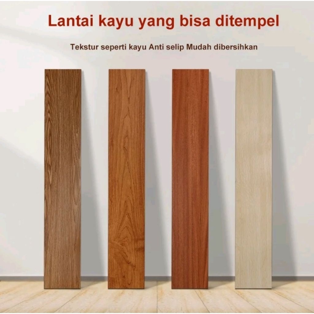 1 BOX 56 PCS - Stiker Lantai Vinyl Kayu Berserat Tebal - Vinyl Lantai Dekorasi Lantai Ubin Keramik