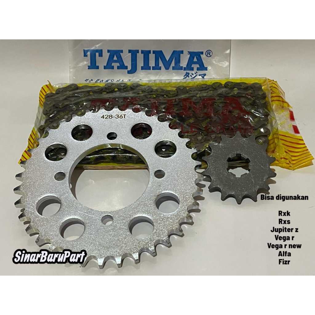 GEAR SET+ RANTAI 428 5TP ORIGINAL TAJIMA JUPITER Z BURHAN JUPITER Z LAMA VEGA R LAMA F1ZR CRYPTON AL