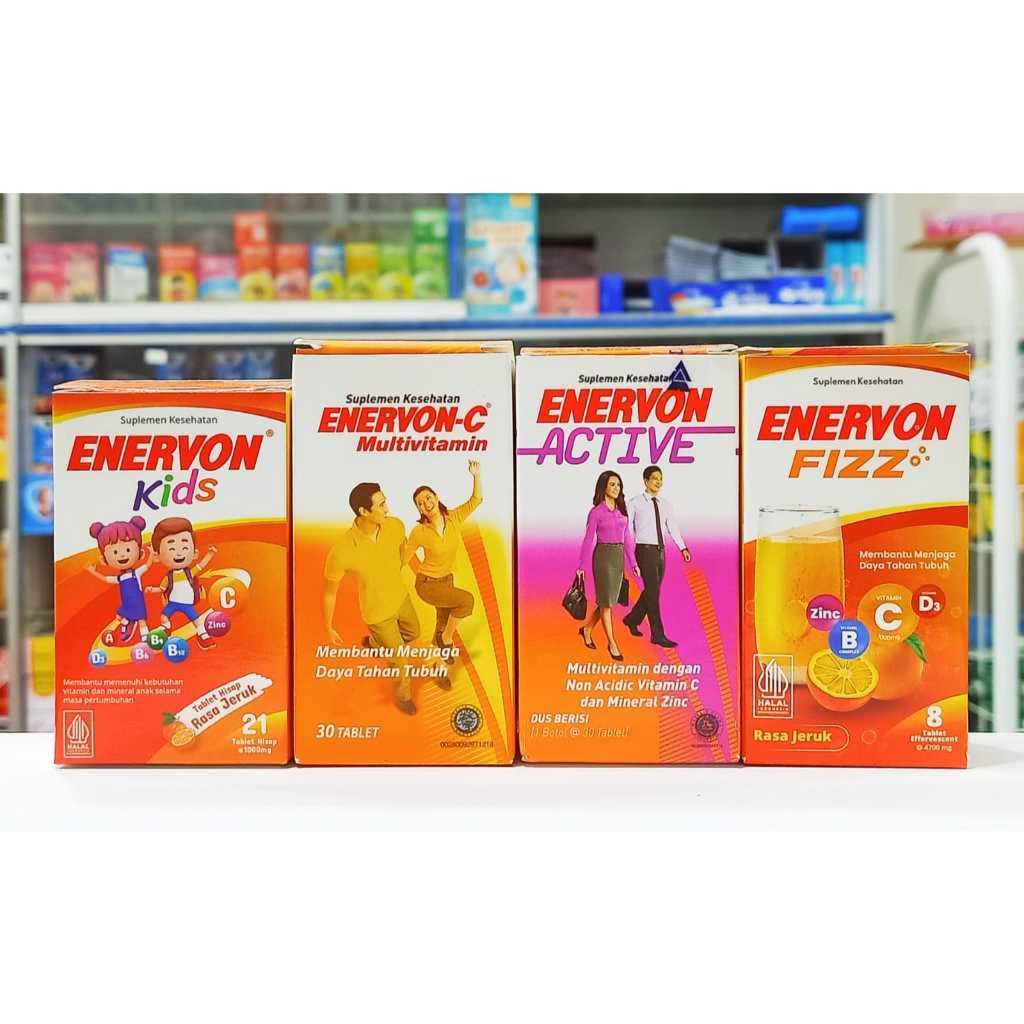 [GROSIR] ENERVON KIDS, ENERVON-C, ACTIVE & FIZZ (1 BOTOL ISI 8, 21 & 30 TABLET) 3 BOTOL -TAHAN TUBUH