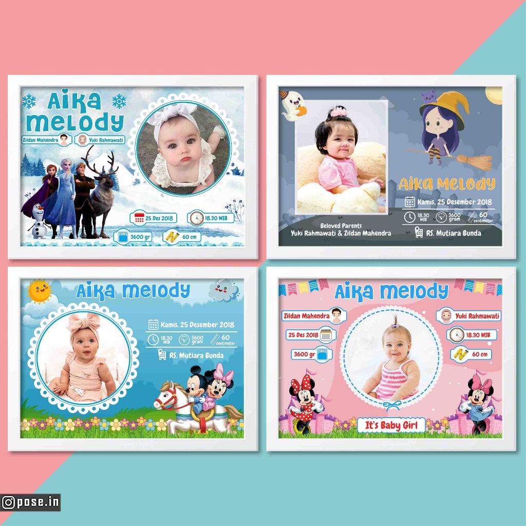 Cetak Photo Biodata Bayi Bingkai Kayu Mdf 20X30 cm