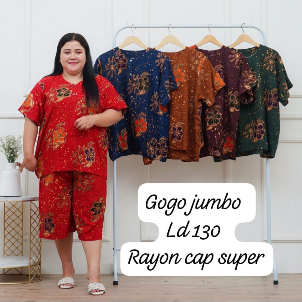 Setelan Baju Tidur Wanita Jumbo, Babydoll Celana Pendek Batik Jumbo, Setelan Batik Jumbo