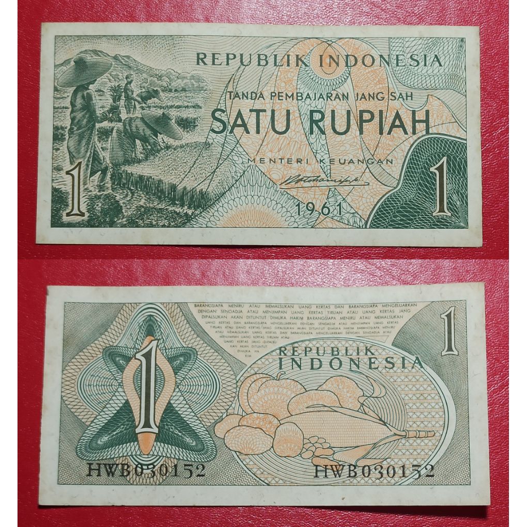 uang kuno Indonesia 1 rp tahun 1961 p2129