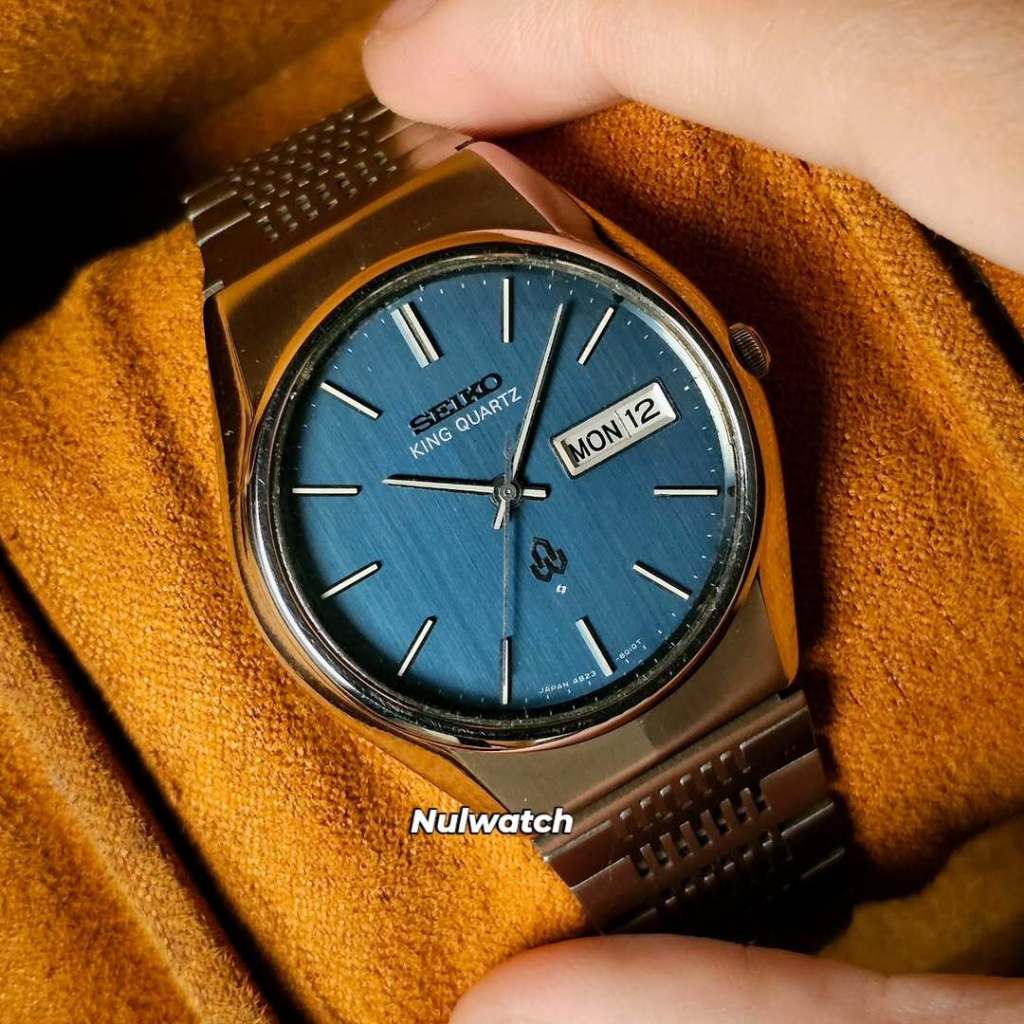 Vintage Seiko King Quartz Blue Linen Dial in Full Original Condition