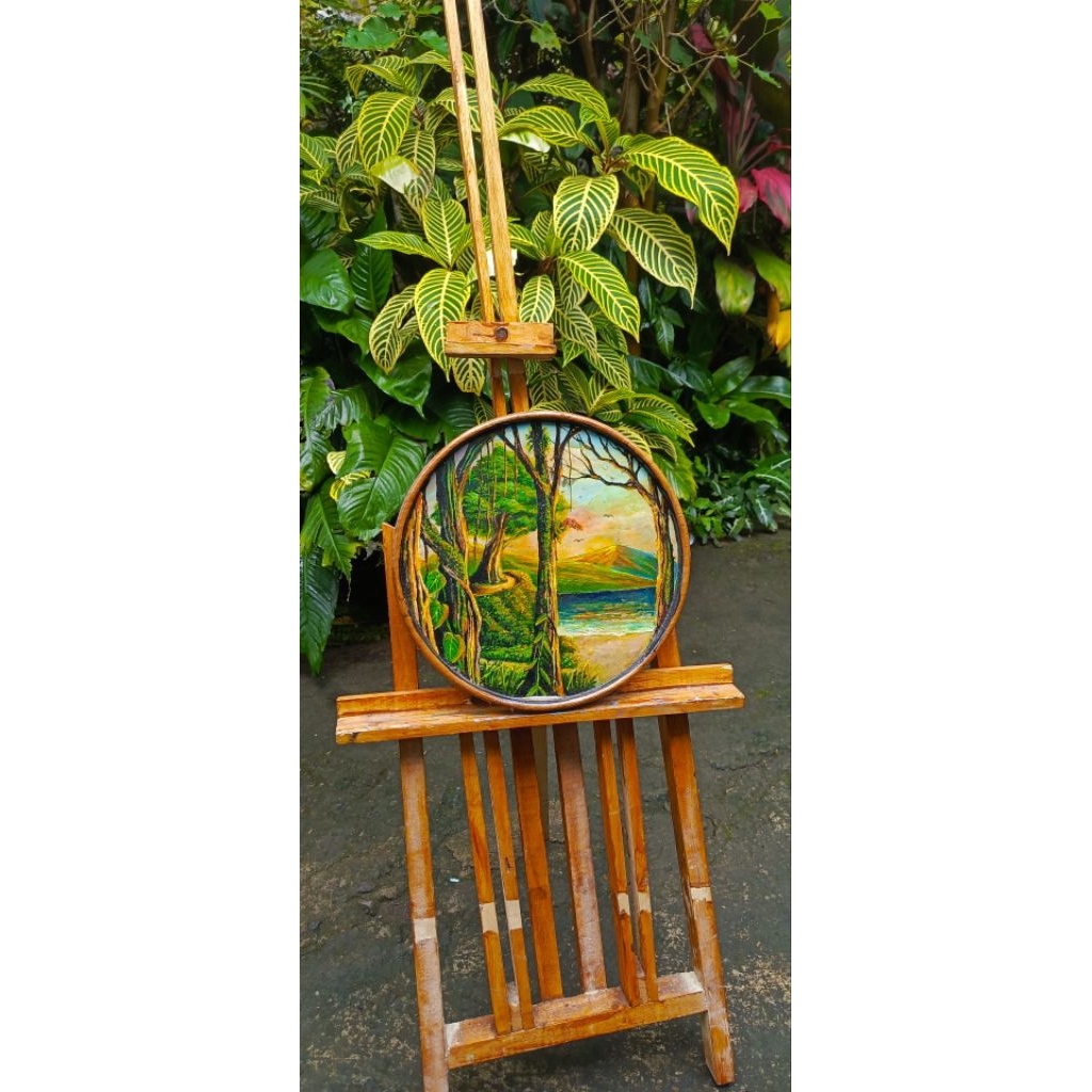 lukisan diatas kayu jati