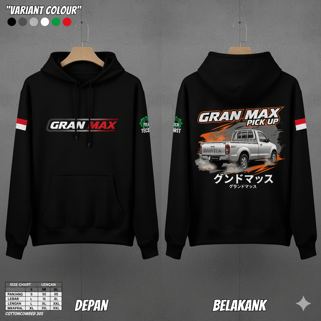 Hoodie/Sweater Premium Daihatsu Gran Max Pick Up Custom Desain Granmax Modifikasi - Bahan Fleece Teb