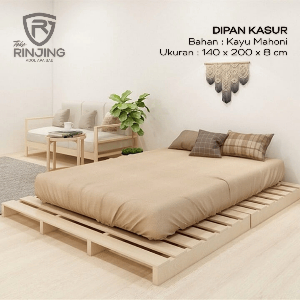 Dipan Kayu Mahagoni Minimalis Aesthetic 140x200 || Tempat Tidur Kayu Lesehan Finishing Halus