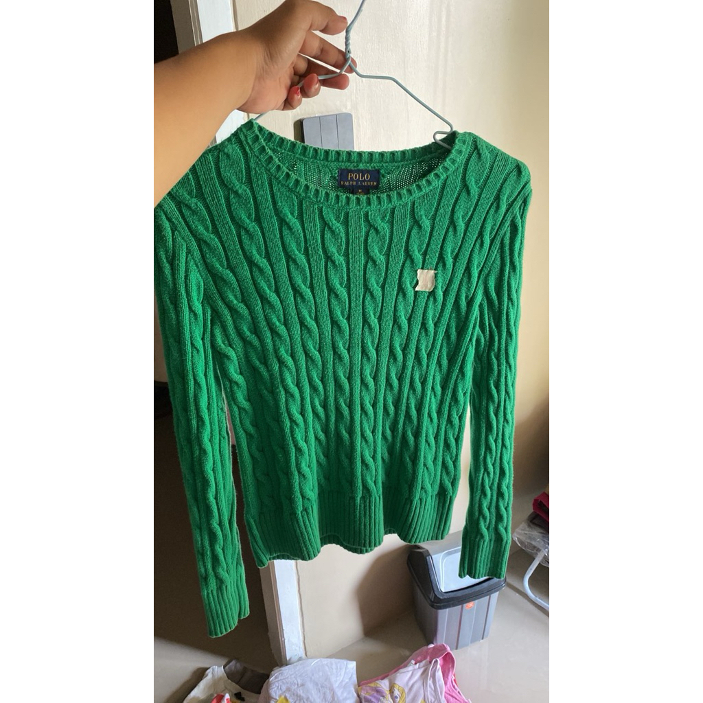 polo sweater cable knit sz M