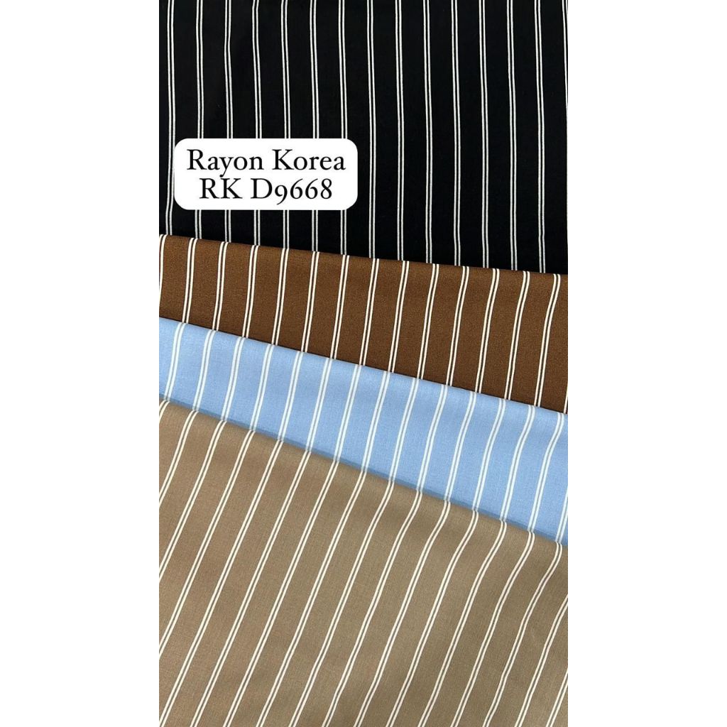 Kain Katun Rayon Twill Motif Salur Premium (0,5 Meter)