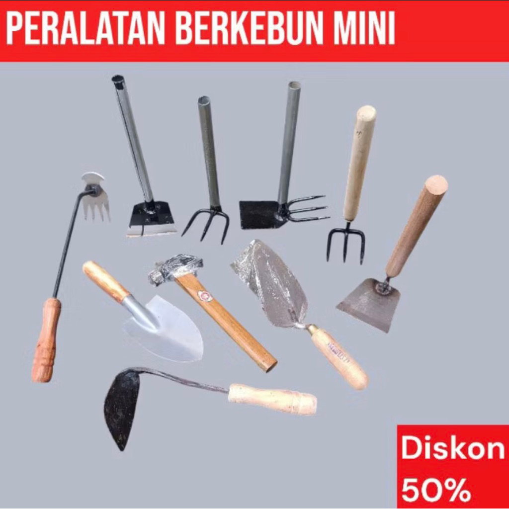 Paket Hemat isi 10Pcs Alat Berkebun Cangkul Mini - Kored Rumput - Sekop Tanam - Wangkil - Gathul - P