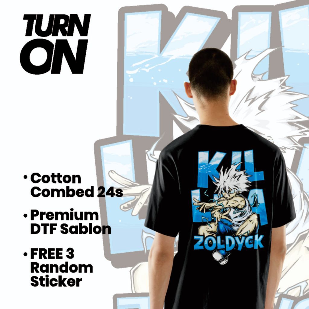KAOS ANIME EKSKLUSIF KILLUA ZOLDYCK TURNON TSHIRT