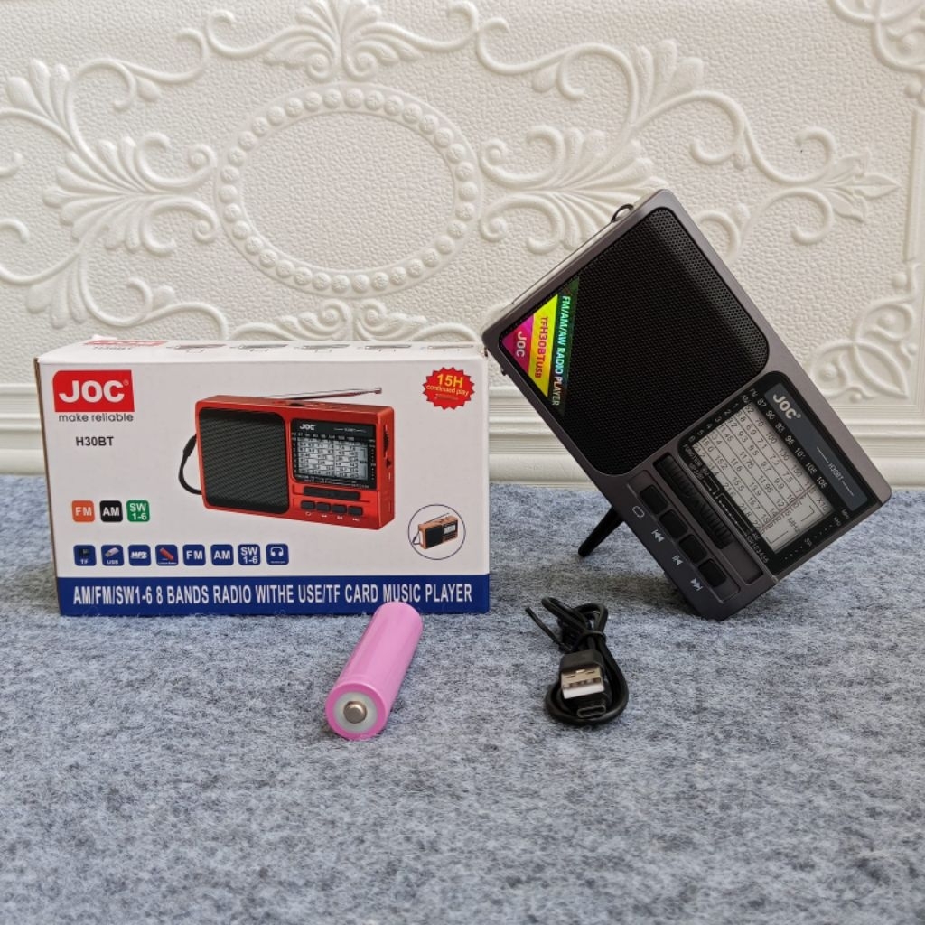 Speaker Radio Multi-Band Portabel dan Pemutar MP3Full Bass JOC H30BT Fitur Terlengkap Tampilan Mewah