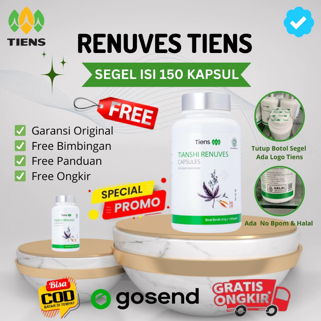 Renuves Tiens Capsules Original 1 Botol Segel 150 Kapsul