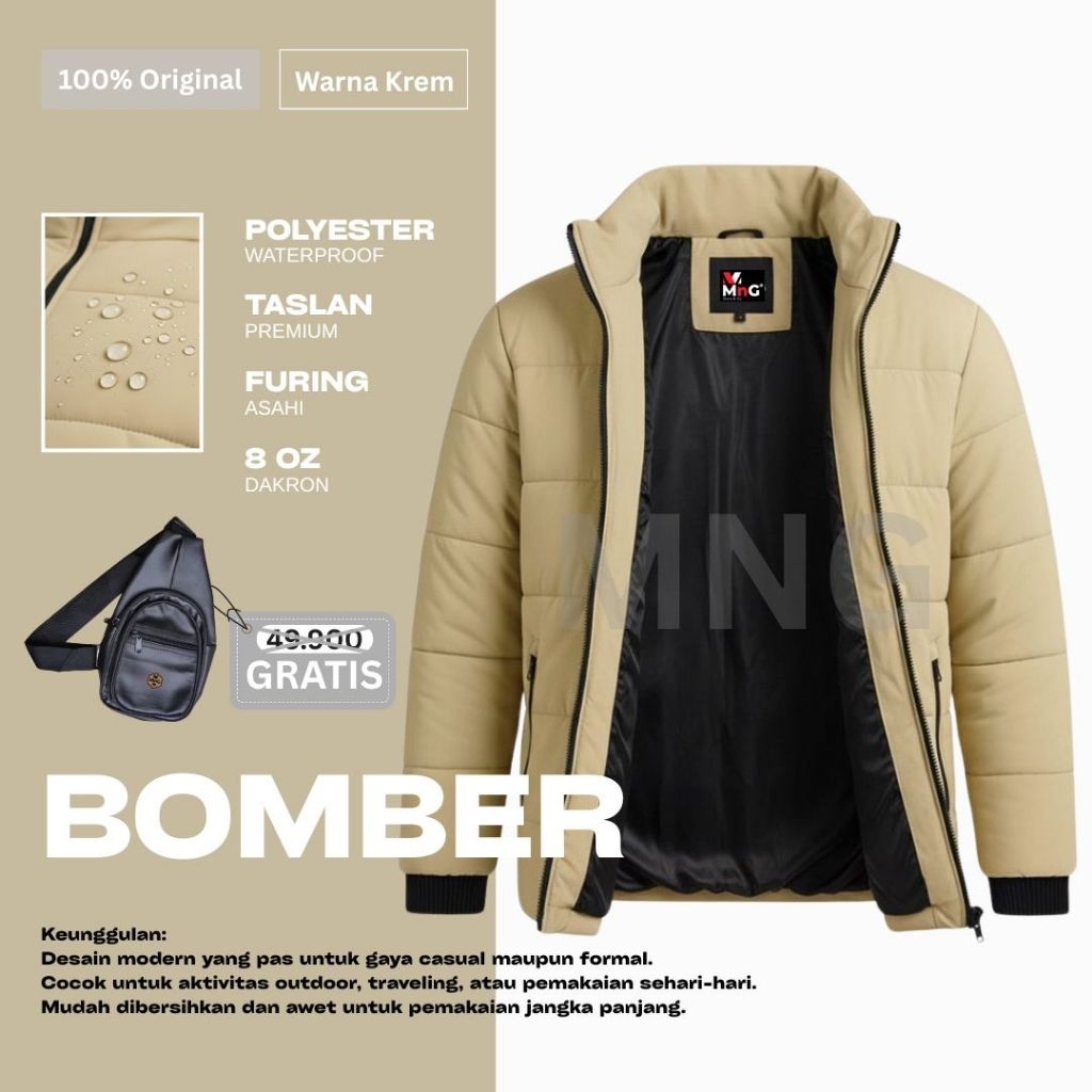 Jaket Bomber Musim Dingin Pria Wanita Anti Air Jaket Gunung Puffer Tebal