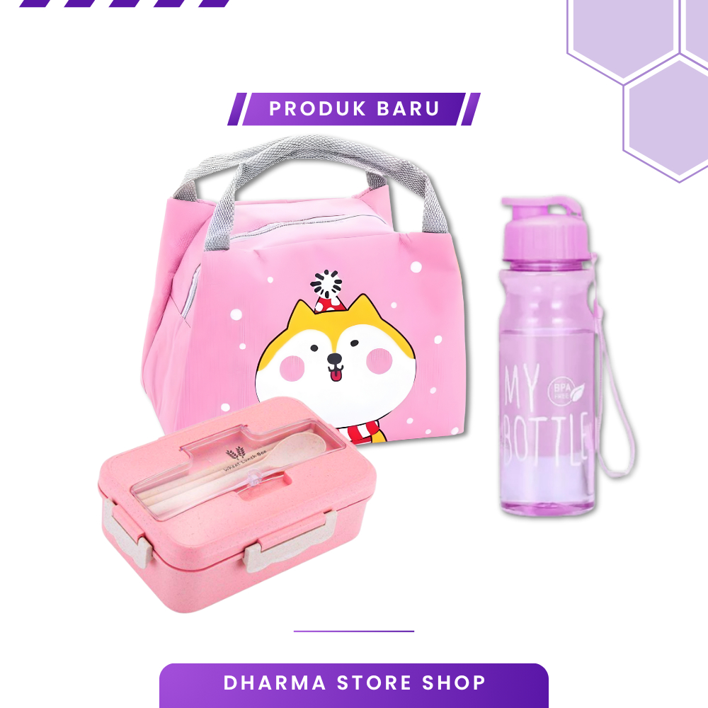 Lunch Box Anak Aesthetic Anti Tumpah Set || Lunch Box Anak Aesthetic Anti Tumpah 4in1