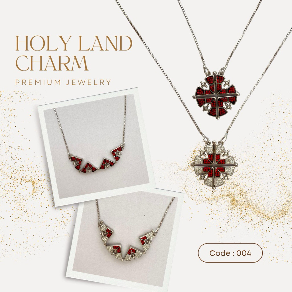 Holy Land Charm 004 – Jerusalem Cross Premium Necklace dari Bethlehem
