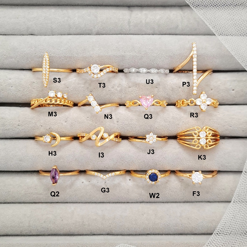 Cincin Wanita RINN Jewelry Mata Ungu Pink Hijau Silver Gold Putih Xuping Ukuran 5 6 7 8 9 - BR451