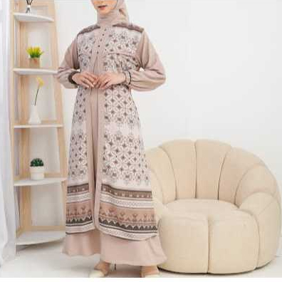 Gamis Motif Mixx Brukat Wanita Bahan Crinkle Airflow Nyaman Trend Kekinian By Azka Collection