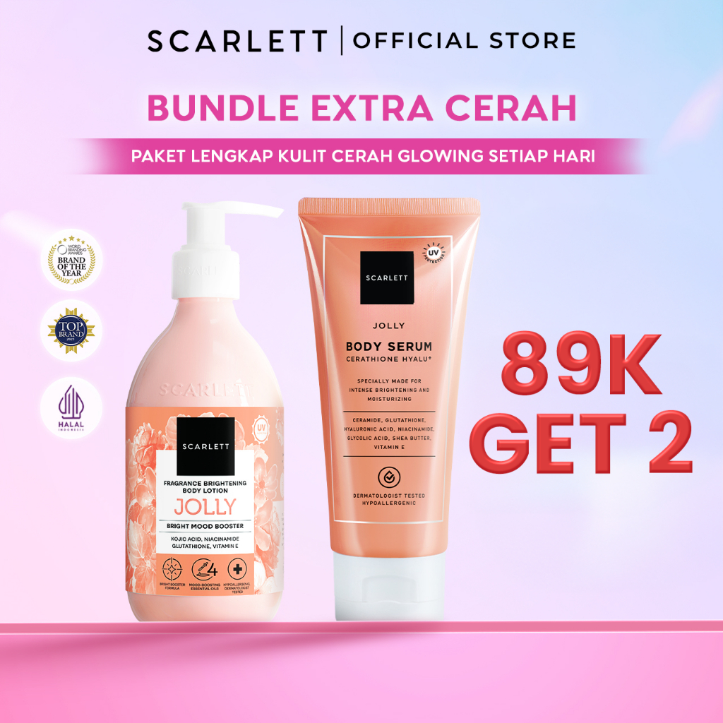 Scarlett Whitening Bundle Extra Cerah - Fragrance Brightening Body Lotion Bright Mood Booster