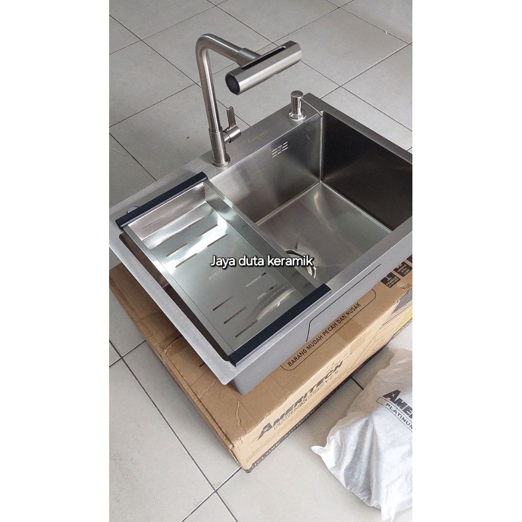 Kitchen sink 1 lubang Stainless/bak cuci piring 1 lubang/wastafel cuci piring