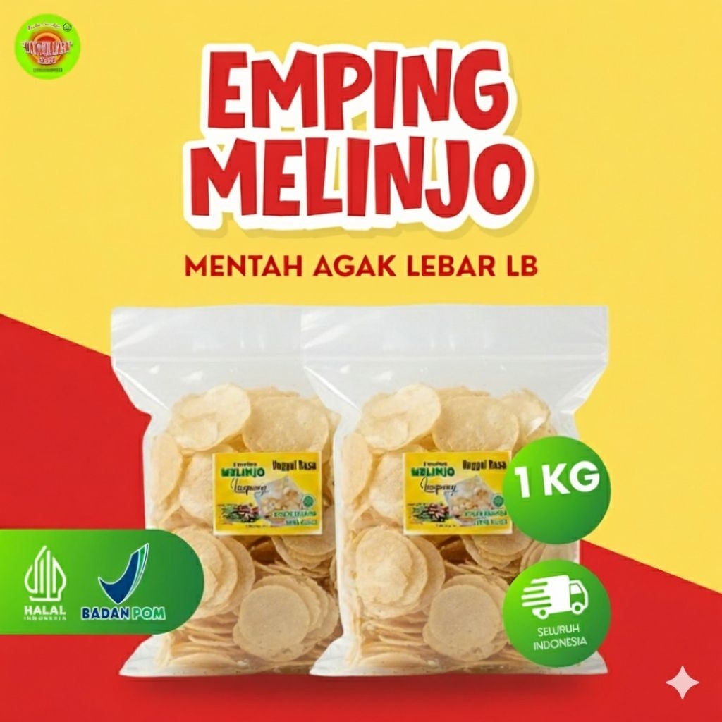 EMPING  MELINJO MENTAH LB AGAK TEBAL ASLI LIMPUNG 1 KG