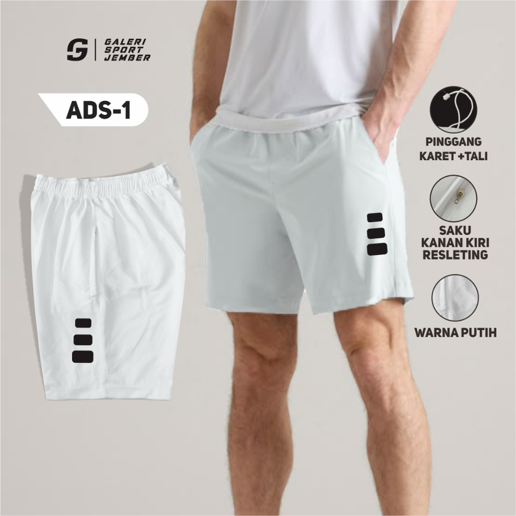 Celana pendek olahraga putih hitam bawahan olahraga pria wanita shortpants black white celana pendek