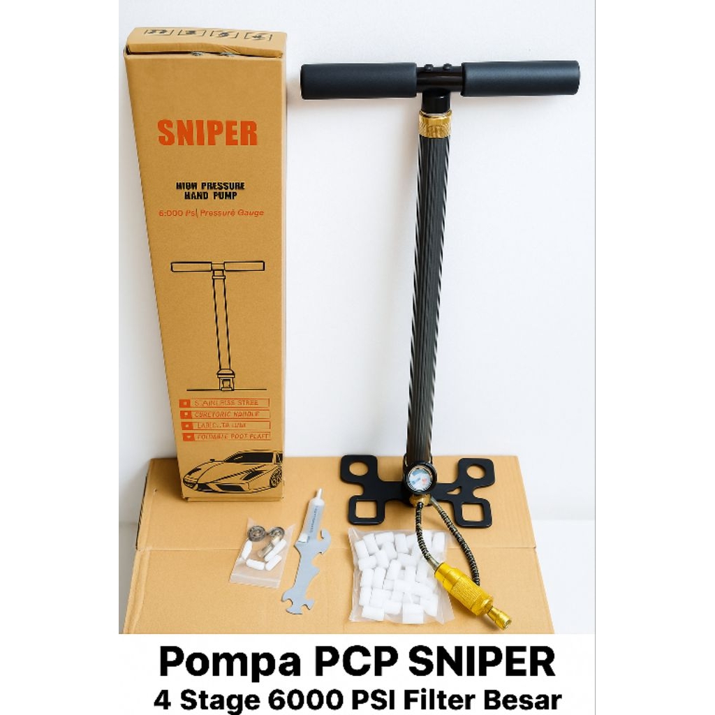 Pompa PCP SNIPER 4 Stage 6000 PSI Filter Besar Kaki Lipat | Pompa PCP Murah